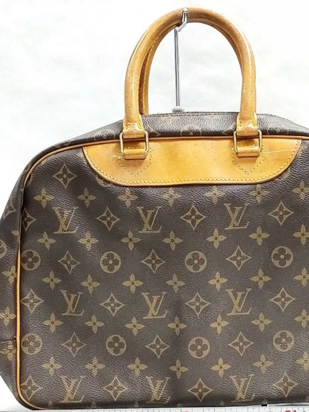 Louis Vuitton Deauville Monogram Satchel Bag in Brown & Tan Preowned - Picture 12 of 13